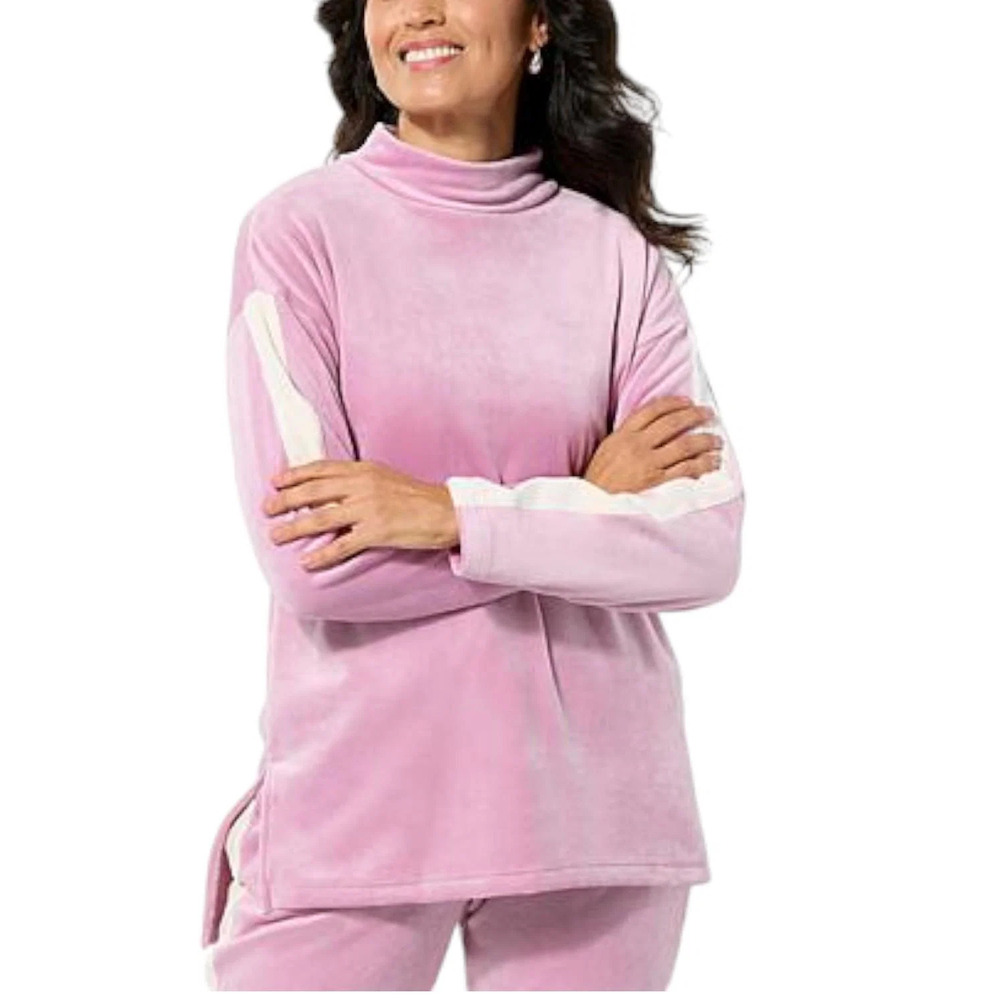 Comfort Code Women's Plush Velour Mock-Neck Pullover Top Orchid Haze - Regular